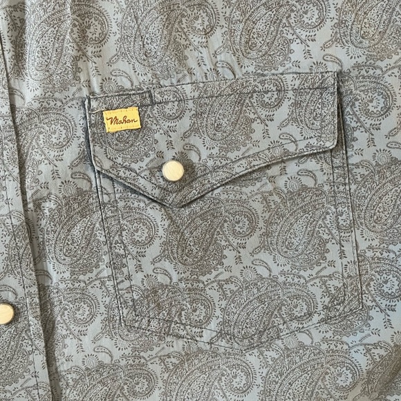 Larry Mahan Blue Casual Button Down Shirt with Floral Pattern - Picture 2 of 5